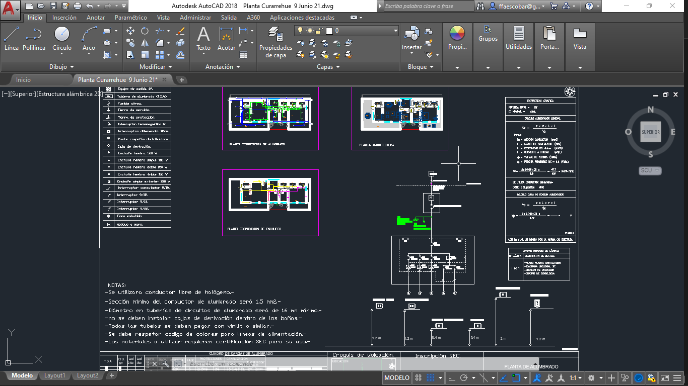 Diseño eléctrico residencial para casa habitación, cumpliendo normativas SEC.